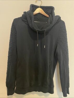 Nike Black Quilted-Sleeve Funnel Neck Pullover
